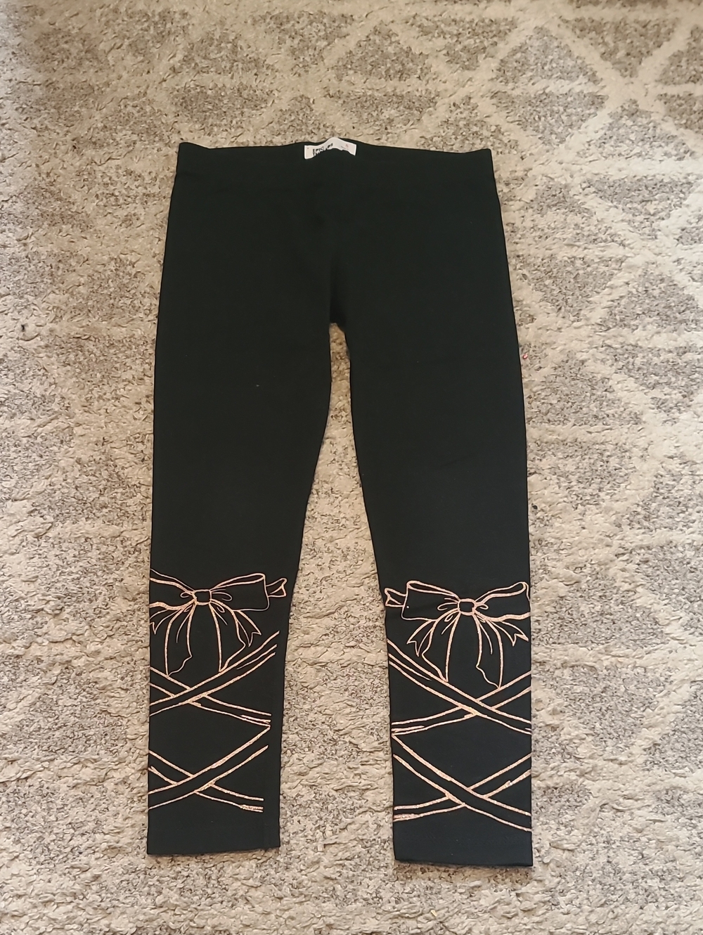 10 for $25 - Epic Threads Girls 5 Black Pants with Gold Ballerina Design